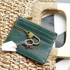 White howlite silver key chain card holder worry stone/ bag charms